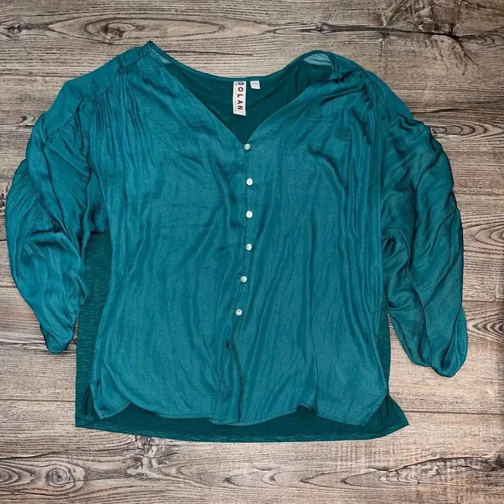 Anthropologie large Dolan button up teal/green - Picture 2 of 3